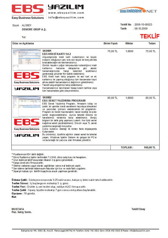 Teklif Hazırlama Programı Resmi